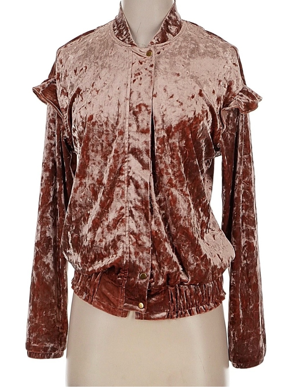 Sabina Musayev Velvet Bomber Jacket in Rose Brown